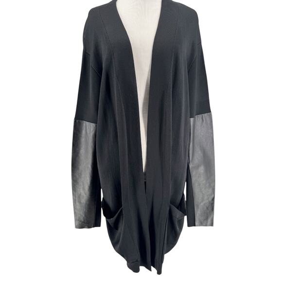 Steffen Schraut Women's Black Goat Leather Long Sleeves Cardigan Sweater Size 42 - Picture 1 of 5
